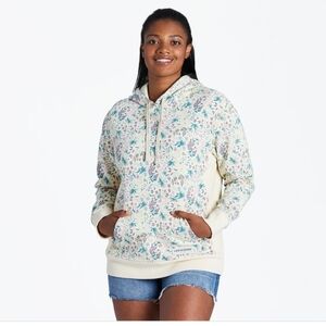 Women's Botanical Butterfly Pattern Simply True Fleece Hoodie